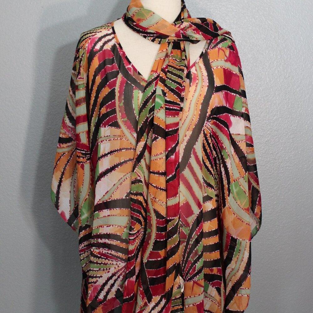 Chicos Silky Tunic with Matching Scarf Size L/XL
